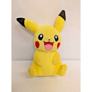 Tomy Pokemon Pikachu Plush Stuffed 9" Toy, Eyes Open‎ Smiling Official 2016